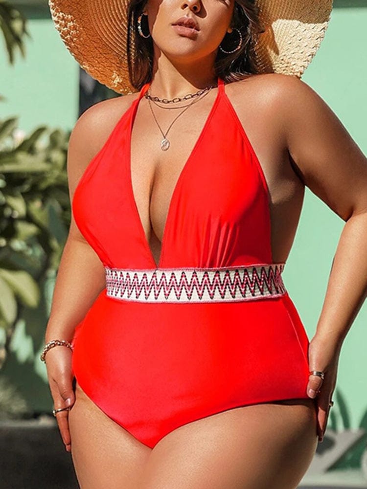 Bañador rojo plus size Visalia-Laurene.es