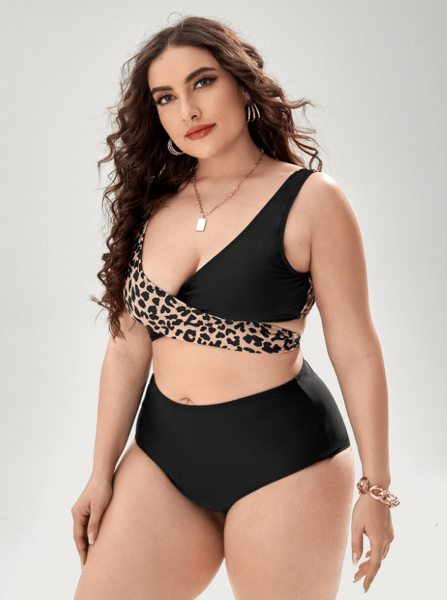 Biquini con estampado de leopardo plus size Warren-Laurene.es