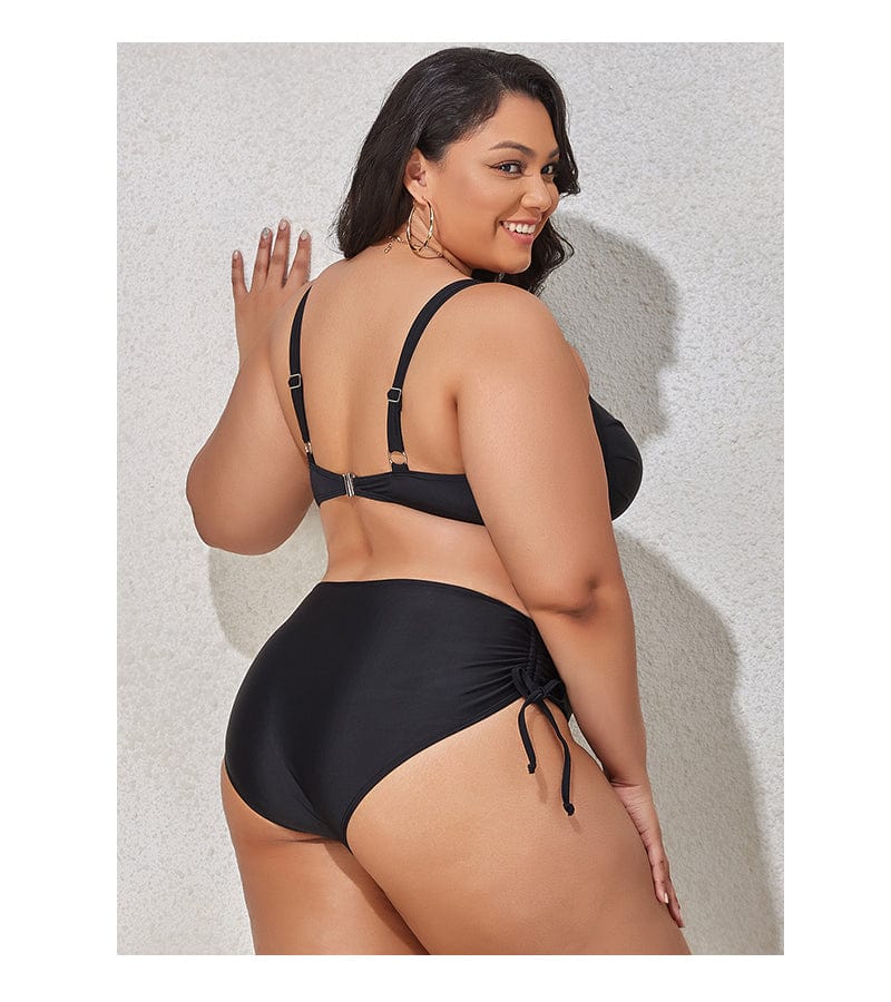 Biquini plus size con lazadas fruncidas Roche-Laurene.es