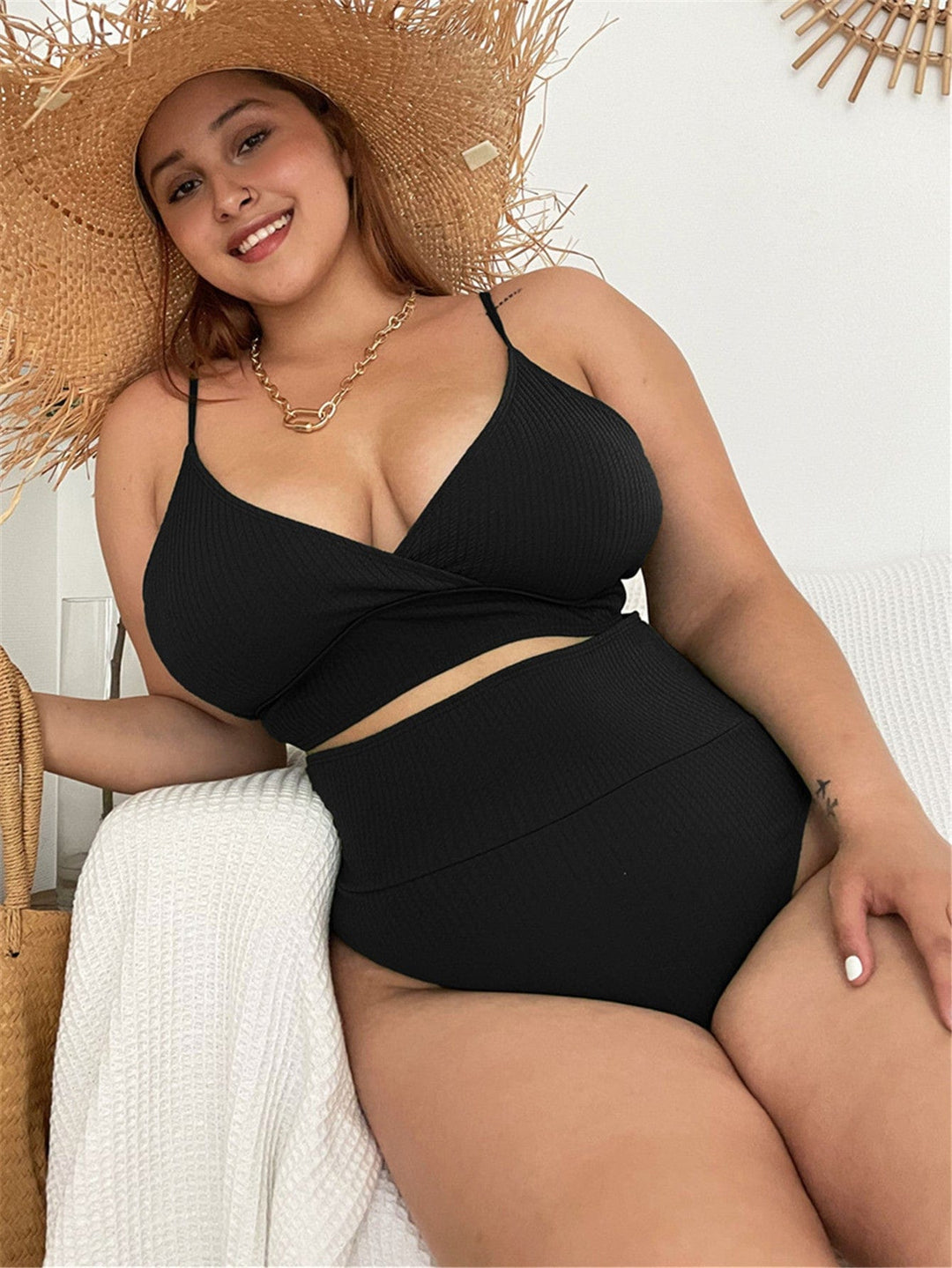 Biquini plus size de punto acanalado Gloria-Laurene.es