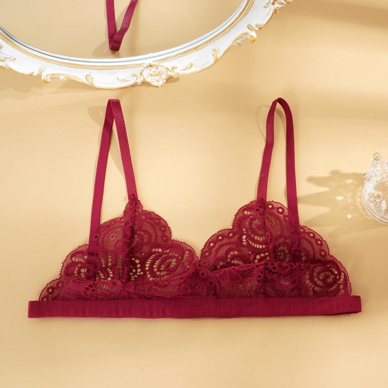 Bralette de encaje con copa triangular-Laurene.es