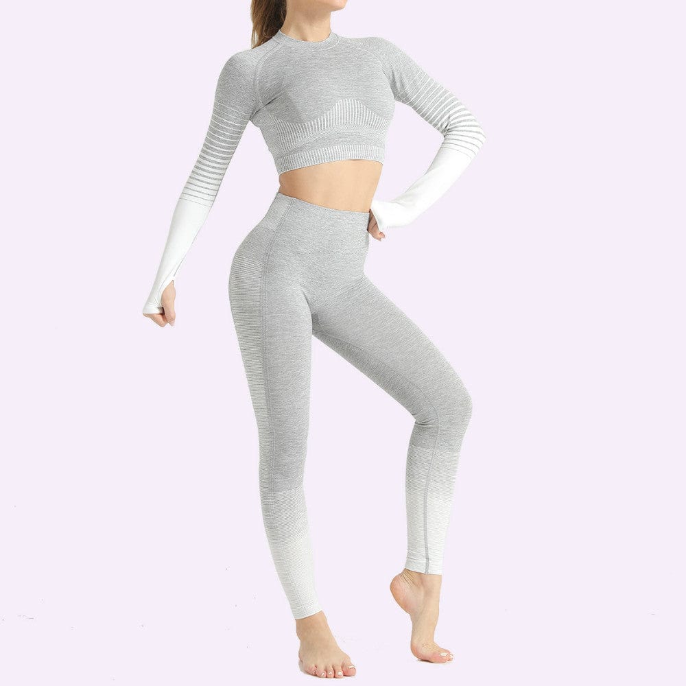 Conjunto deportivo de color gris con manga larga-Laurene.es