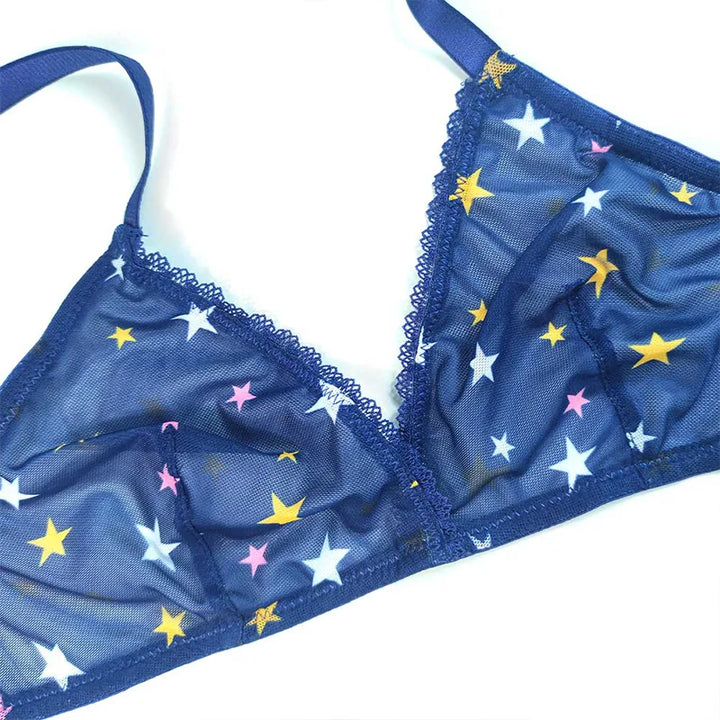 Conjunto de lencería con estampado de estrellas