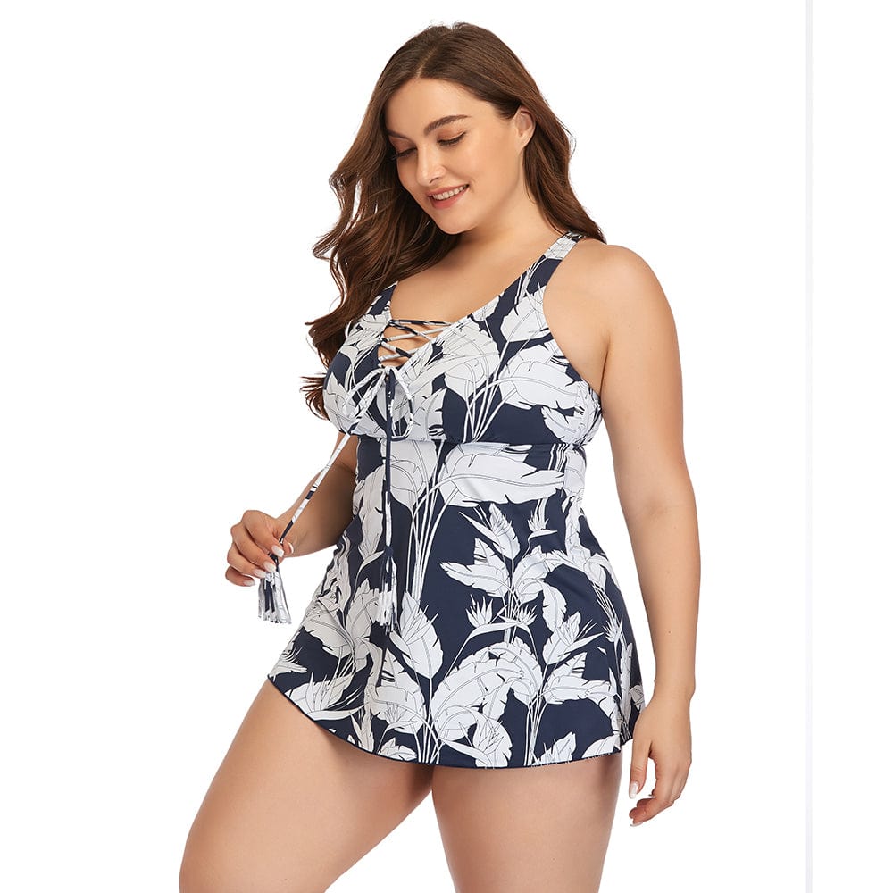 Traje de baño plus size con motivo floral Caen-Laurene.es