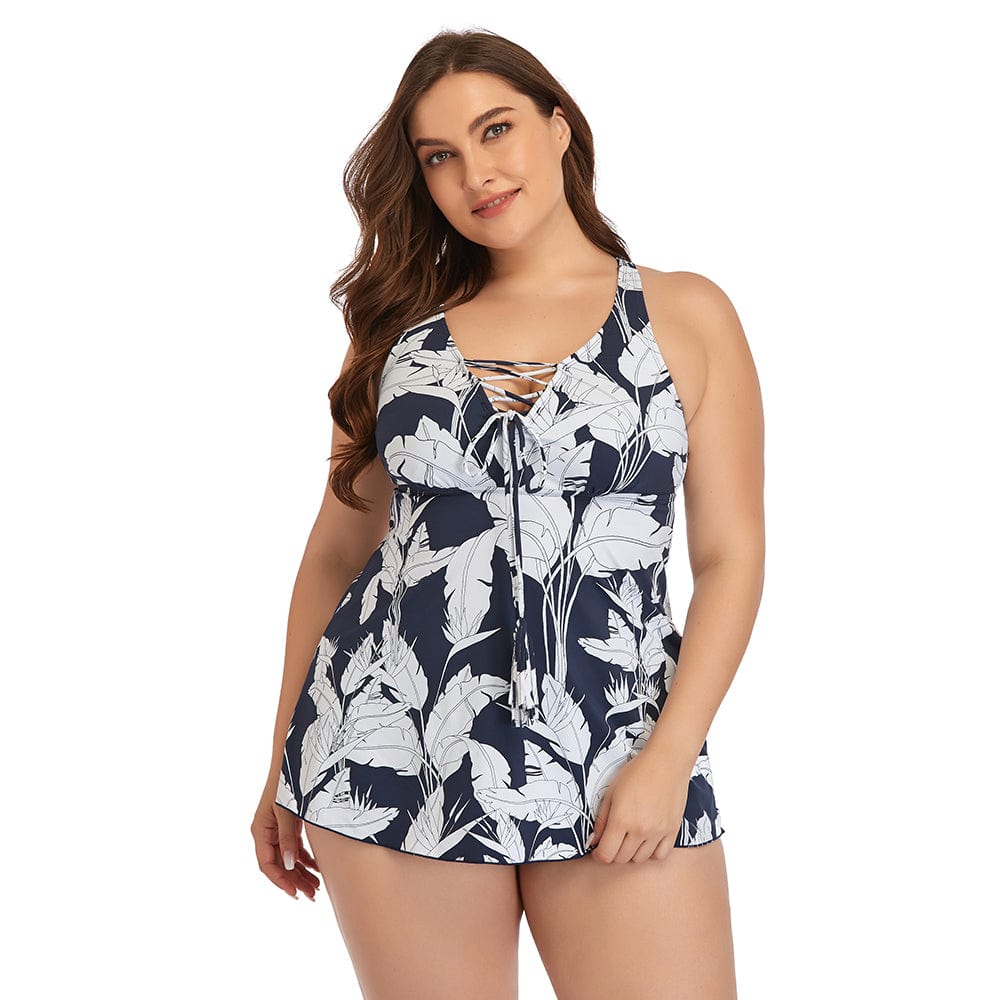 Traje de baño plus size con motivo floral Caen-Laurene.es