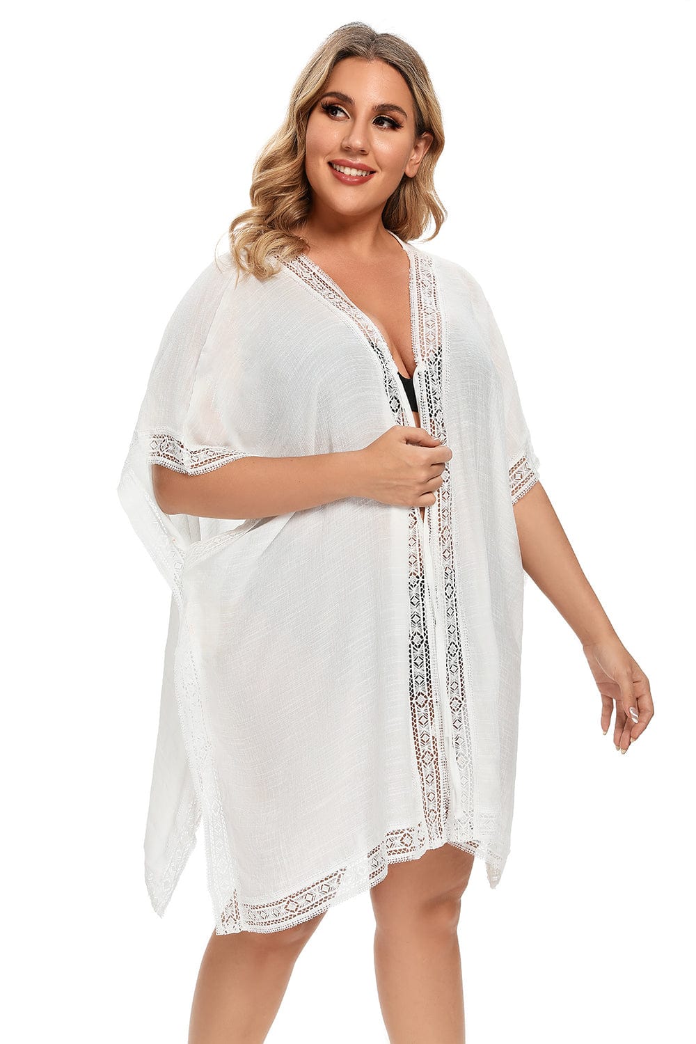 Vestido blanco de playa plus size-Laurene.es